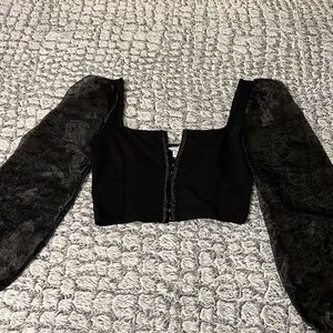 Topshop Black Puffer Sleeve Shirt